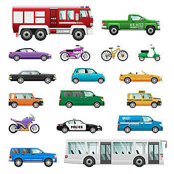 大,轮式,运输,矢量,设计,收集,公用,特别,办公室,汽车,摩托车,巴士,自行车,概念,广告,象征,比赛