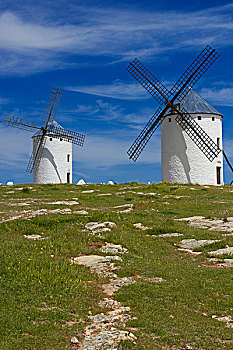 风车,草原,路线,堂吉诃德,雷阿尔城省,西班牙,欧洲