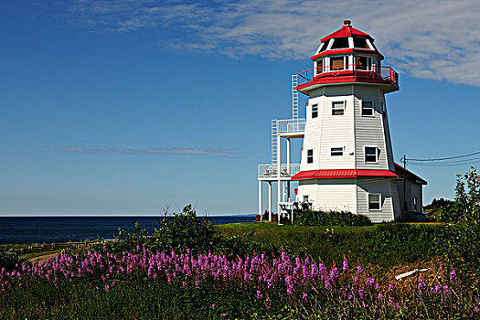 灯塔,圣人,伽斯佩,海湾,劳伦斯河,加斯佩半岛,魁北克,加拿大
