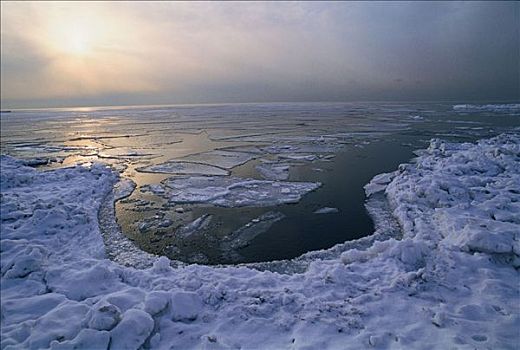冰流,安大略湖,惠特比,安大略省,加拿大