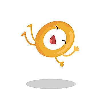 微笑,跳舞,洋葱圈,矢量,设计,有趣,卡通,快餐,盘子,餐馆,菜单,饮食