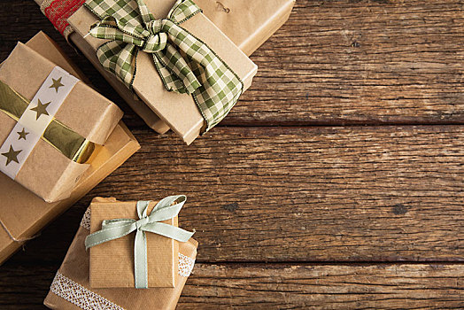 简单,包装,礼物,木桌子
