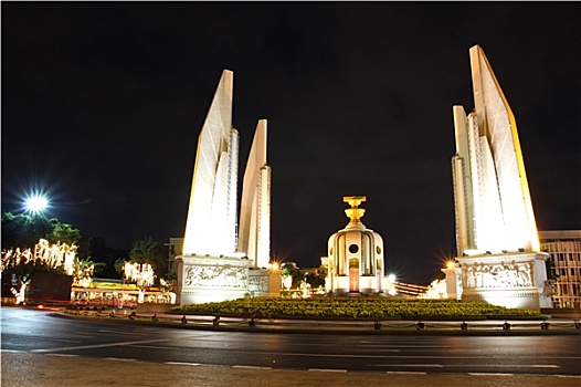 民主,纪念建筑,夜晚,曼谷,泰国