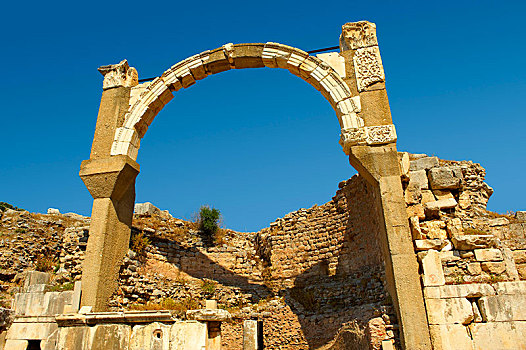 拱形,罗马,喷泉,早,一世纪,以弗所,遗迹,安纳托利亚,土耳其,亚洲