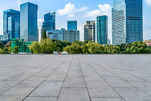 道路交通和杭州钱江新城建筑景观