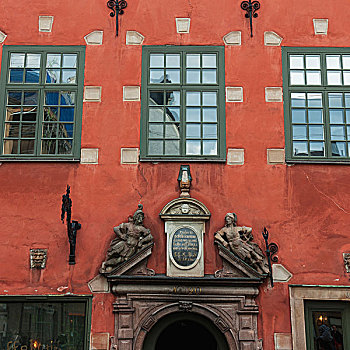 橙色,建筑,雕塑,高处,入口,老城,斯德哥尔摩,瑞典
