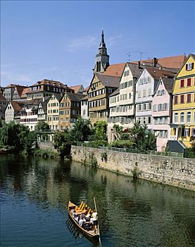 城镇景色,内卡河,巴登符腾堡,德国