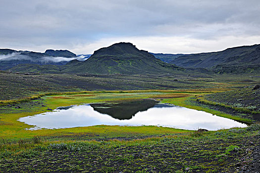 湖,火山地貌,冰岛南部,冰岛