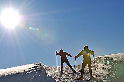 越野滑雪者,高山,区域,巴伐利亚,德国,欧洲