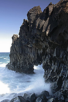 西班牙,加纳利群岛,兰萨罗特岛,海岸,石头,特写