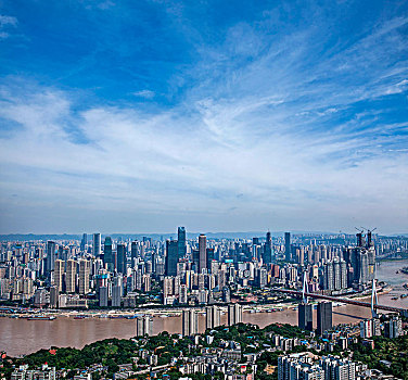 2027年重庆市南岸区南山老君洞道观俯瞰重庆渝中与南岸两区