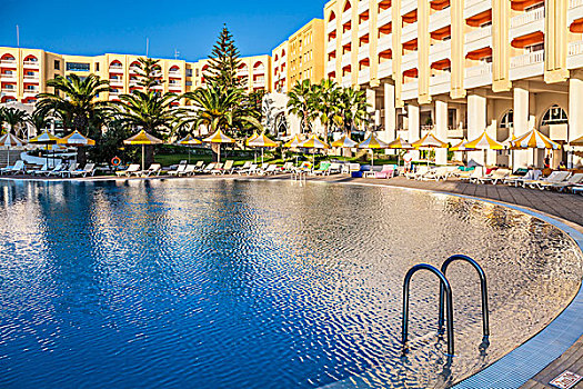 风景,池边,区域,五星级,度假酒店,靠近,港口,突尼斯