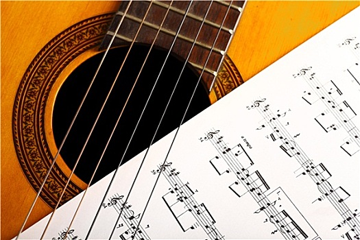 古典,吉他,音符