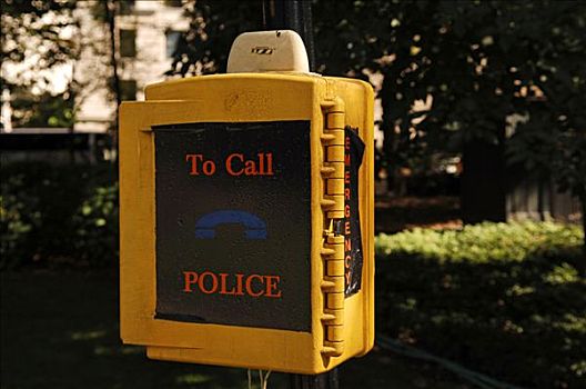 警察,紧急,电话,中央公园,纽约,美国