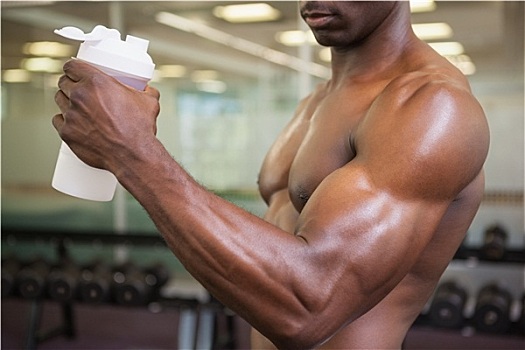 运动,男人,拿着,蛋白质,喝,健身房