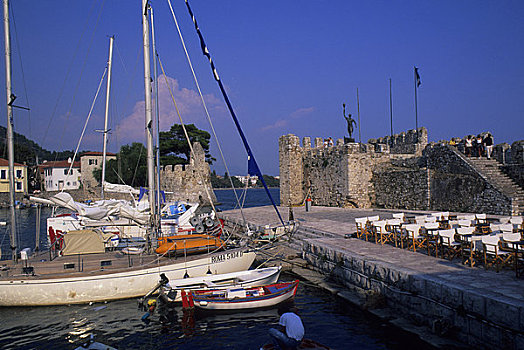 希腊,港口,船