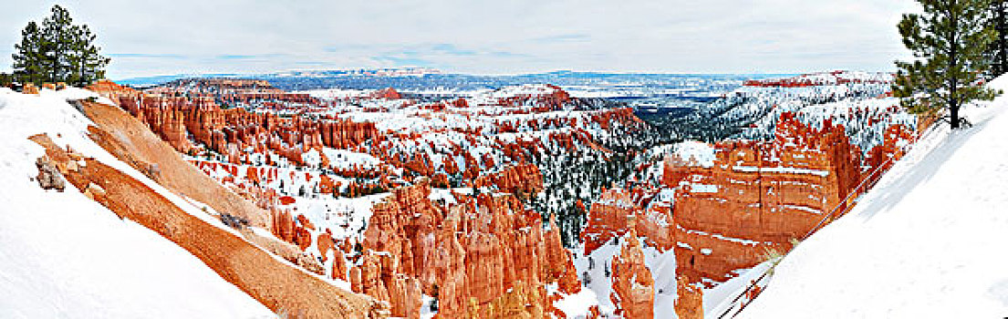 峡谷,全景,雪,冬天,红岩,蓝天