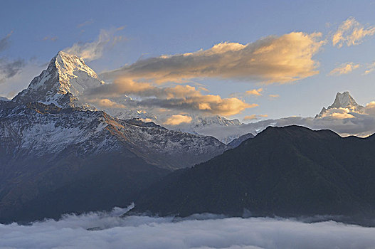 尼泊尔,山,山丘,喜马拉雅山,安纳普尔纳峰,南,风景