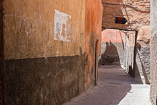 摩洛哥,玛拉喀什,狭窄,小路,后面
