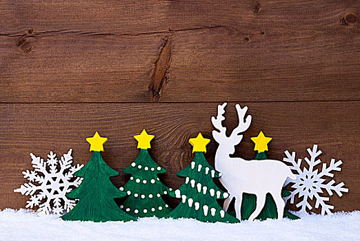 圣诞装饰,驯鹿,雪,绿色,树