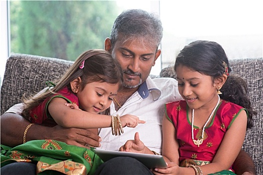 印度,家庭,平板电脑