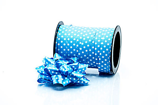 蓝色,绸缎,礼物,蝴蝶结,丝带,隔绝,白色背景