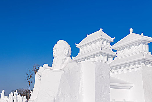 中式建筑雪雕