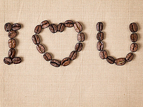 示爱,咖啡豆,粗麻布