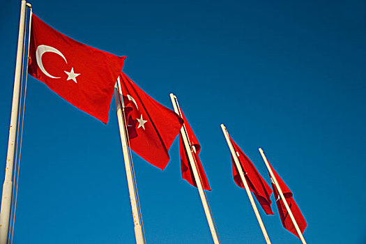土耳其,旗,飘扬,蓝天,爱琴海,库萨达斯