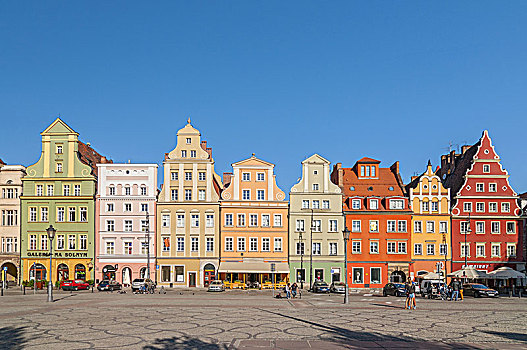 漂亮,历史,住房,房子,老,市场,老城,弗罗茨瓦夫,波兰