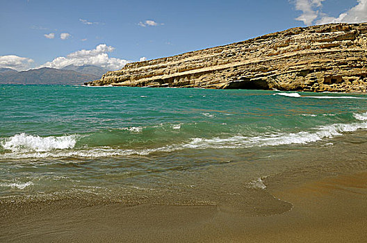 石头,海滩,马塔拉,南海岸,克里特岛,希腊,欧洲