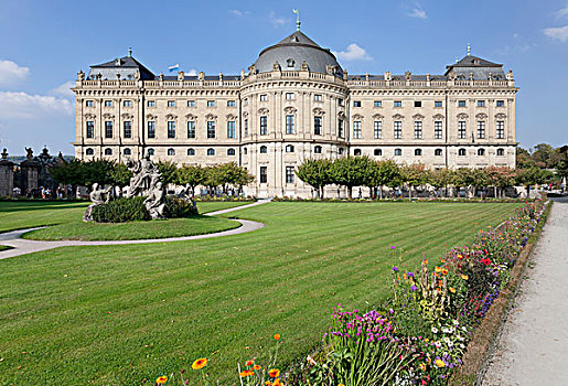 五兹堡,住宅,宫廷花园,公园,世界遗产,弗兰克尼亚,巴伐利亚,德国,欧洲