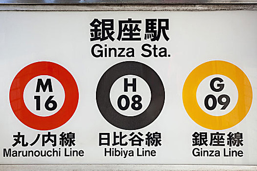 日本,本州,东京,银座,地铁站,入口,标识