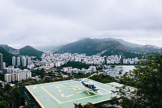 俯拍,直升飞机,降落,里约热内卢,巴西