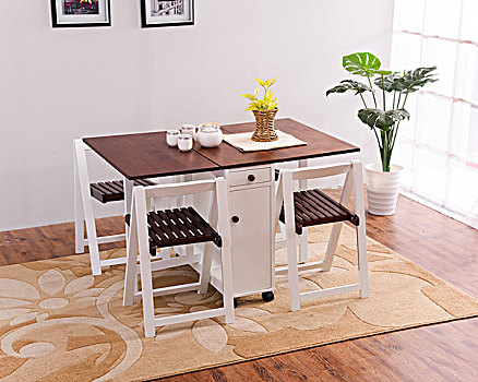 创意实木折叠小户型简约餐桌椅组合饭桌长方形咖啡桌实木餐桌