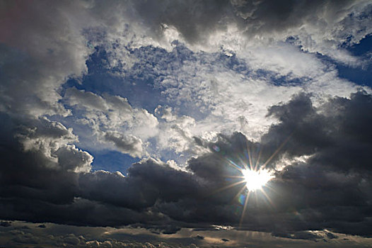 积雨云,太阳,发光,德国,欧洲