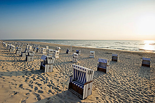 沙滩椅,海滩,清单,石荷州,德国,欧洲