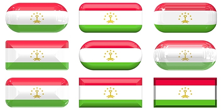 玻璃,扣,旗帜,塔吉克斯坦