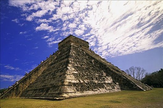 墨西哥,尤卡坦半岛,奇琴伊察,库库尔坎,庙宇,游客,楼梯