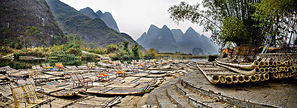 木质,筏子,阳朔,中国