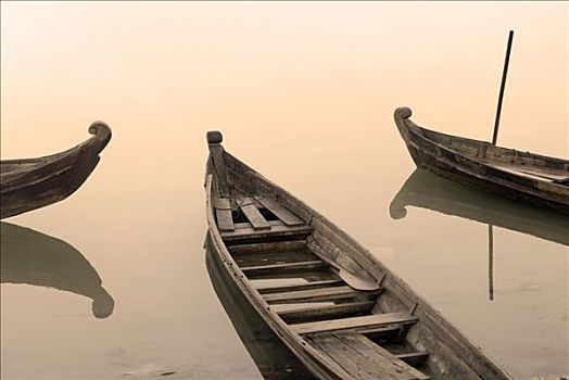 传统,渔船,伊洛瓦底江,缅甸