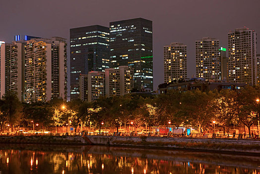 成都市锦江滨江东路城市建筑夜景