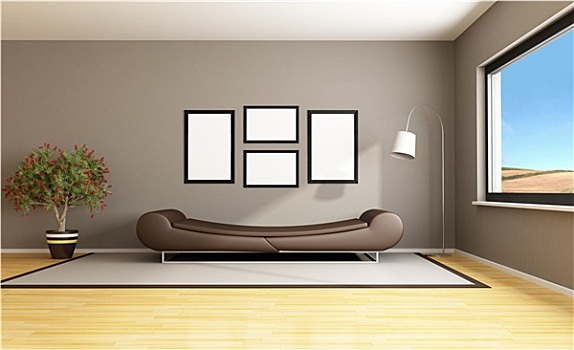 褐色,现代,客厅