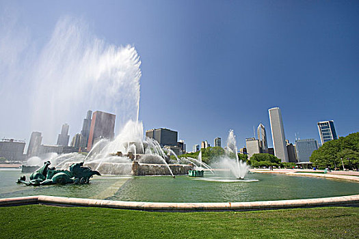 美国,伊利诺斯,芝加哥,白金汉,纪念,喷泉,格兰特公园