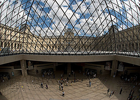 游客,博物馆,卢浮宫金字塔,卢浮宫,巴黎,法国