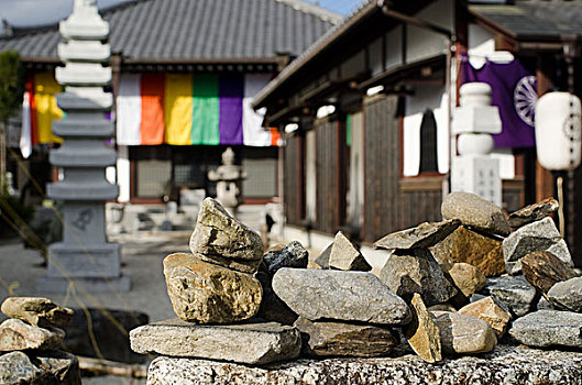 小,石头,正面,日本寺庙