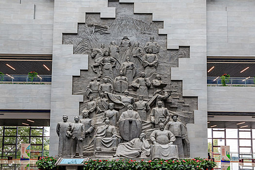 中国安徽名人馆人物浮雕墙