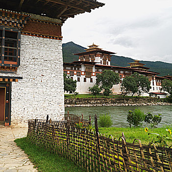 户外,普那卡宗,寺院,普那卡,地区,不丹