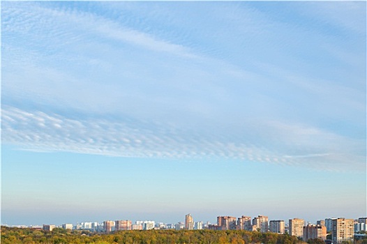 蓝色,日落,天空,上方,住宅区