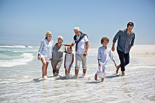 家庭,享受,海滩